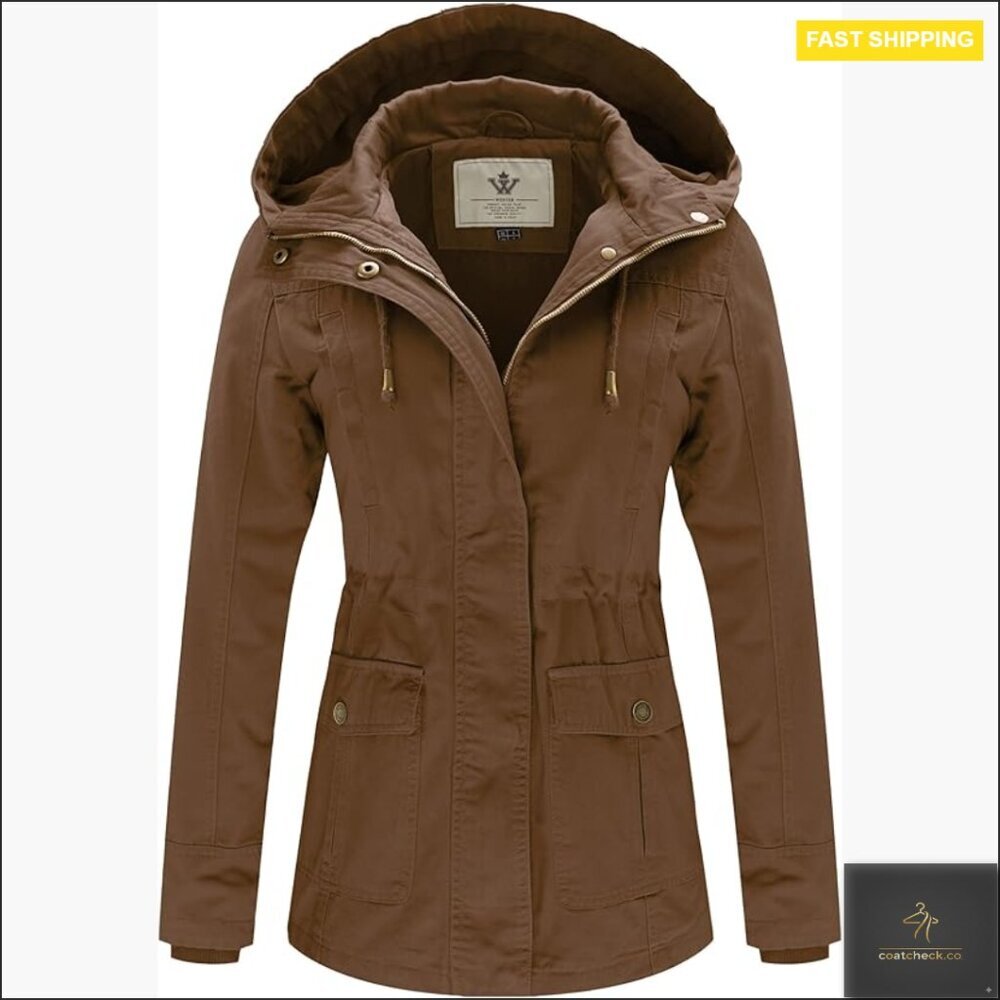 Lightweight Cotton Anorak Military Jacket Slim Fit Casual Chic Hooded Coat